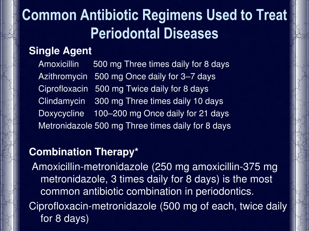 common antibiotic regimens used to treat