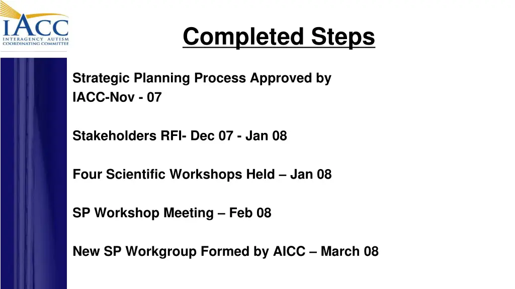 completed steps