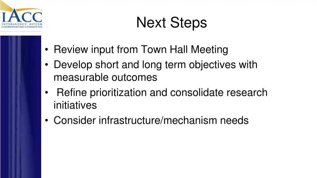 next steps