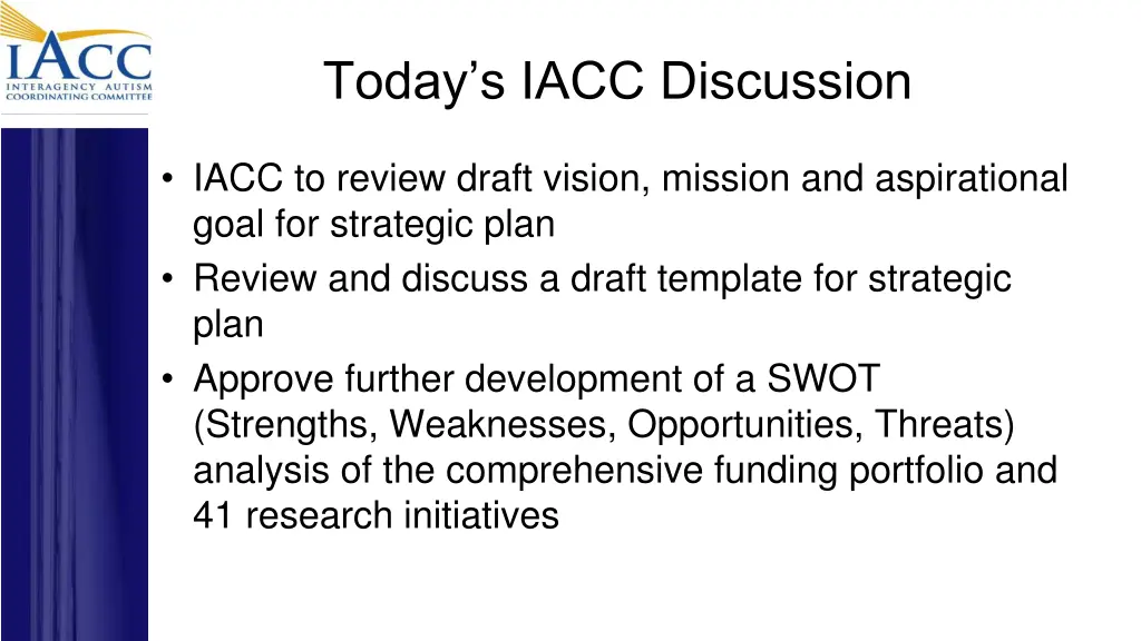 today s iacc discussion