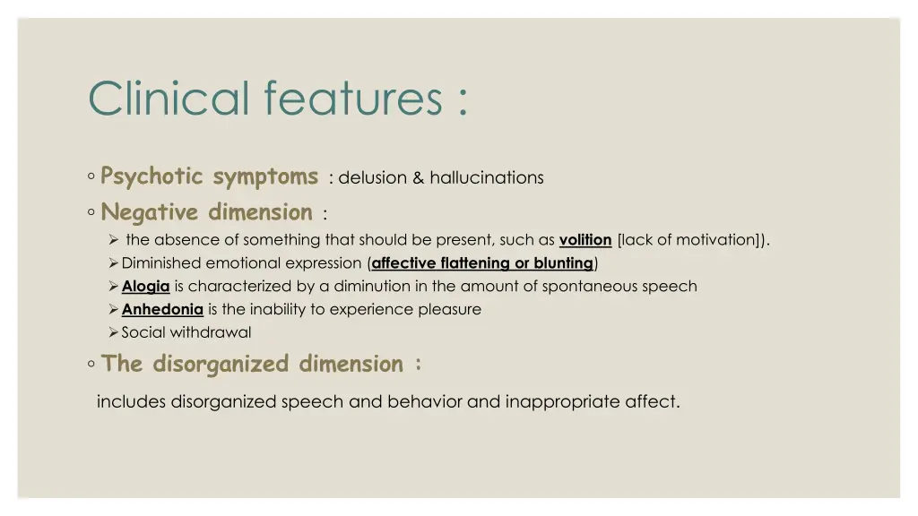 clinical features