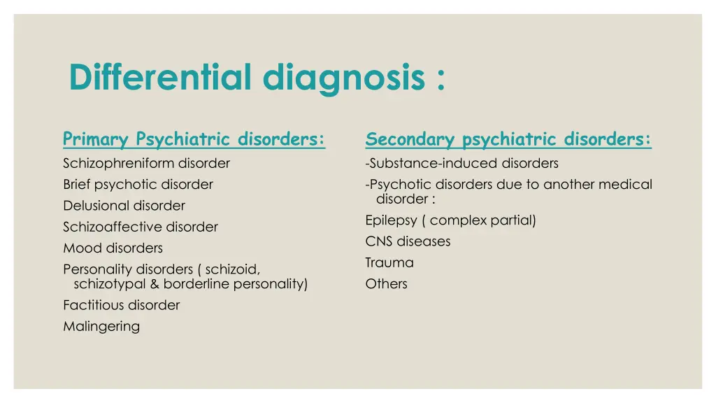 differential diagnosis