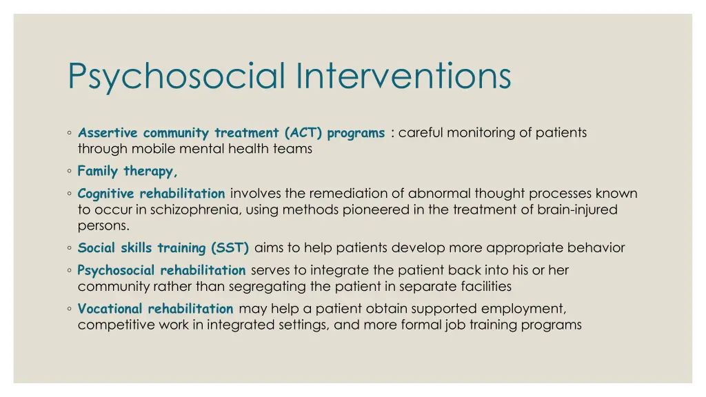 psychosocial interventions