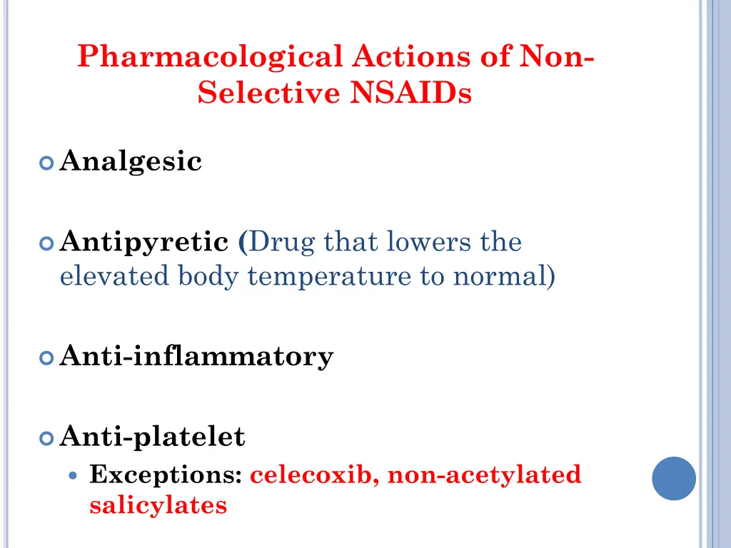 pharmacological actions of non selective nsaids