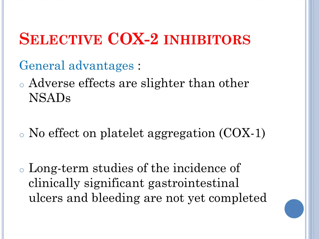 s elective cox 2 inhibitors