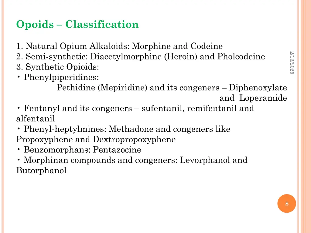 opoids classification