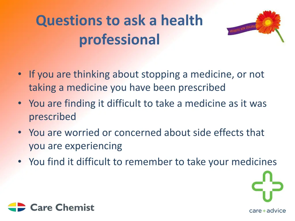 questions to ask a health professional