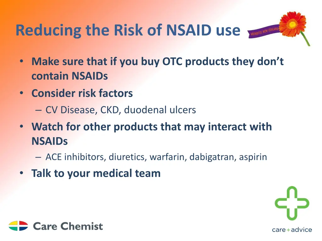 reducing the risk of nsaid use