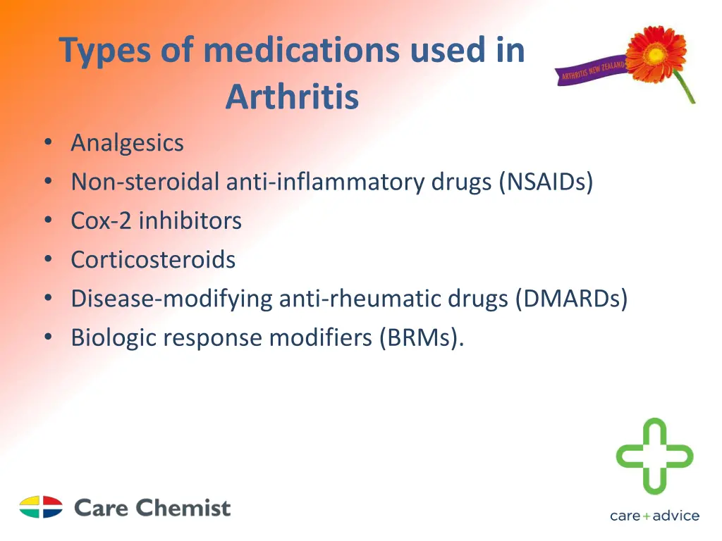 types of medications used in arthritis analgesics