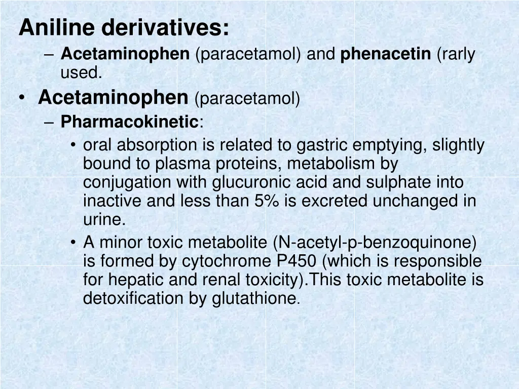 aniline derivatives acetaminophen paracetamol