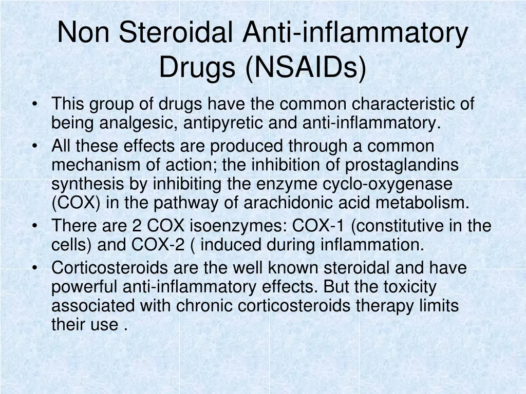 non steroidal anti inflammatory drugs nsaids