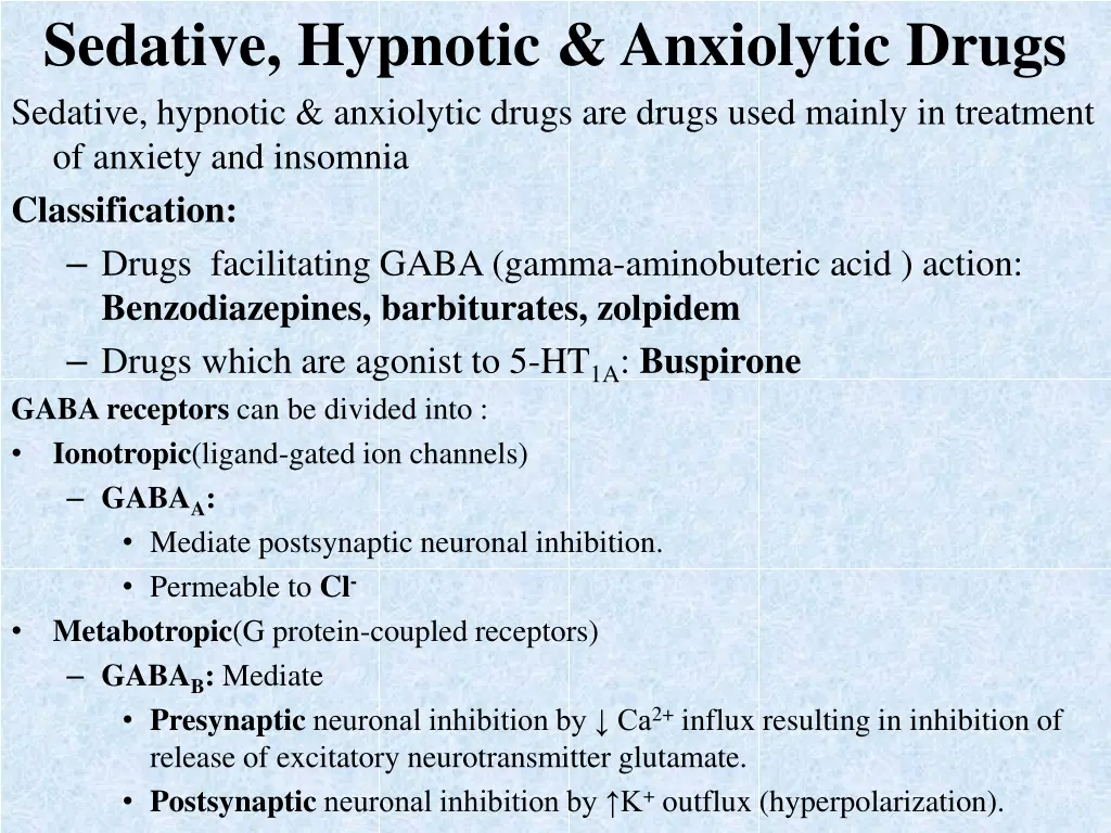 sedative hypnotic anxiolytic drugs sedative