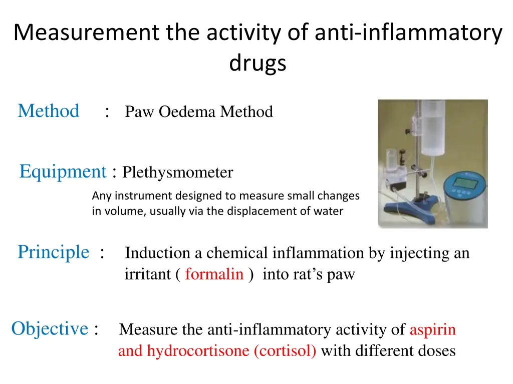measurement the activity of anti inflammatory