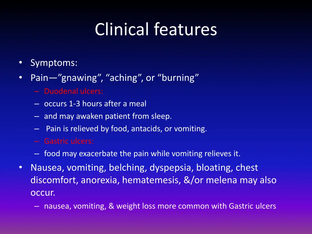 clinical features