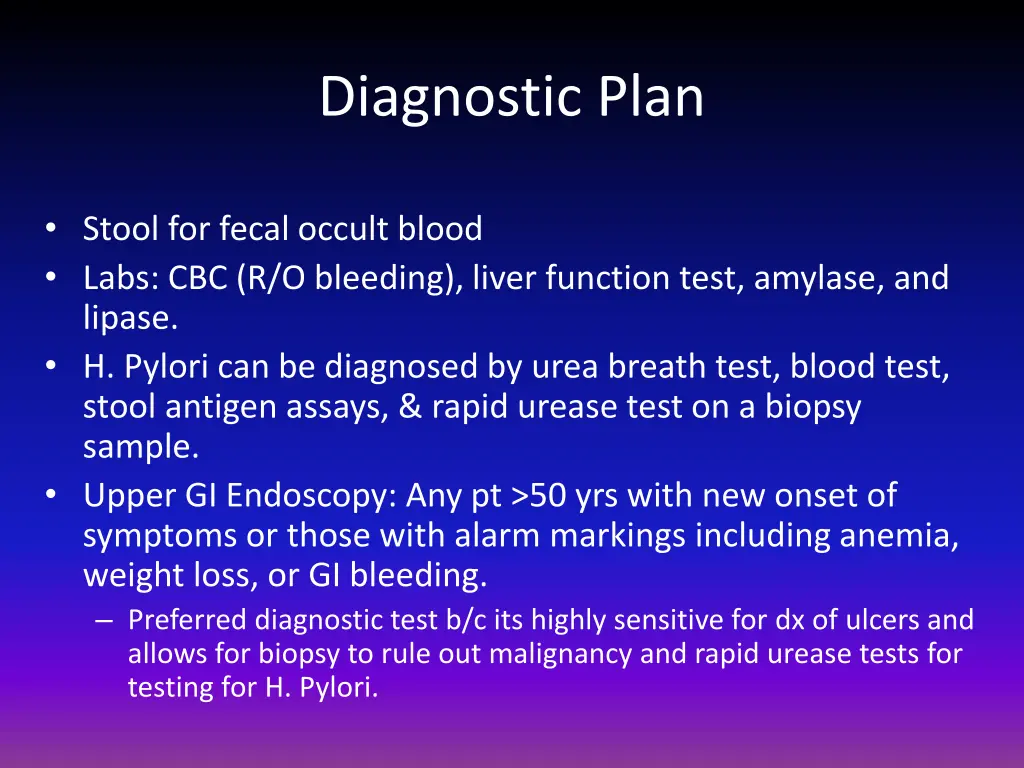 diagnostic plan