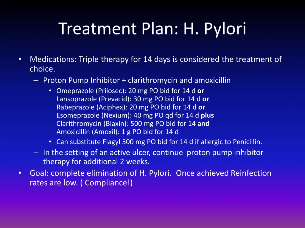 treatment plan h pylori