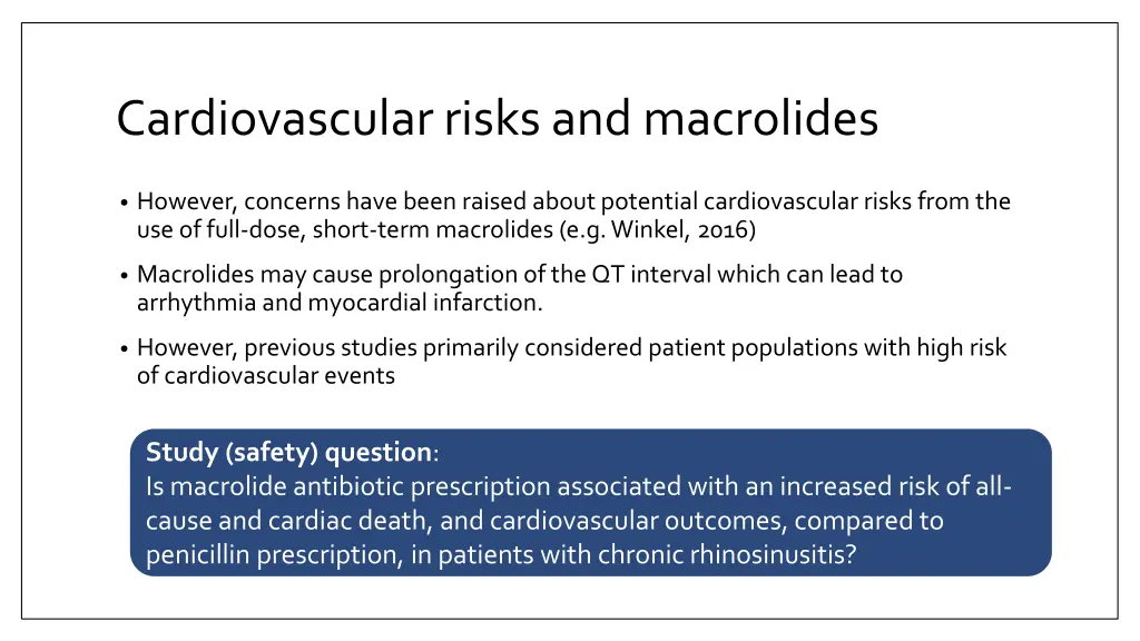 cardiovascular risks and macrolides