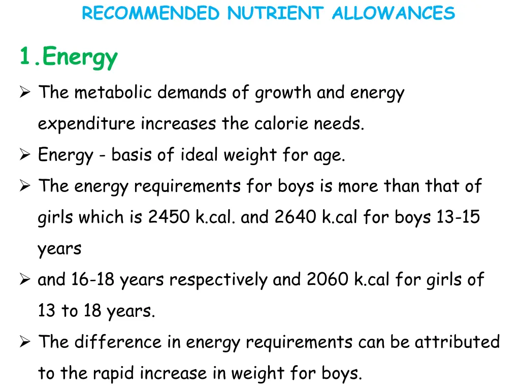 recommended nutrient allowances