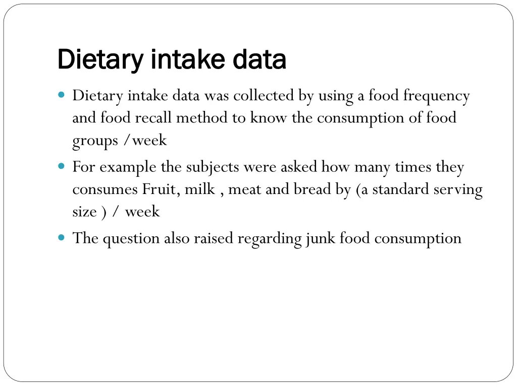 dietary intake data dietary intake data