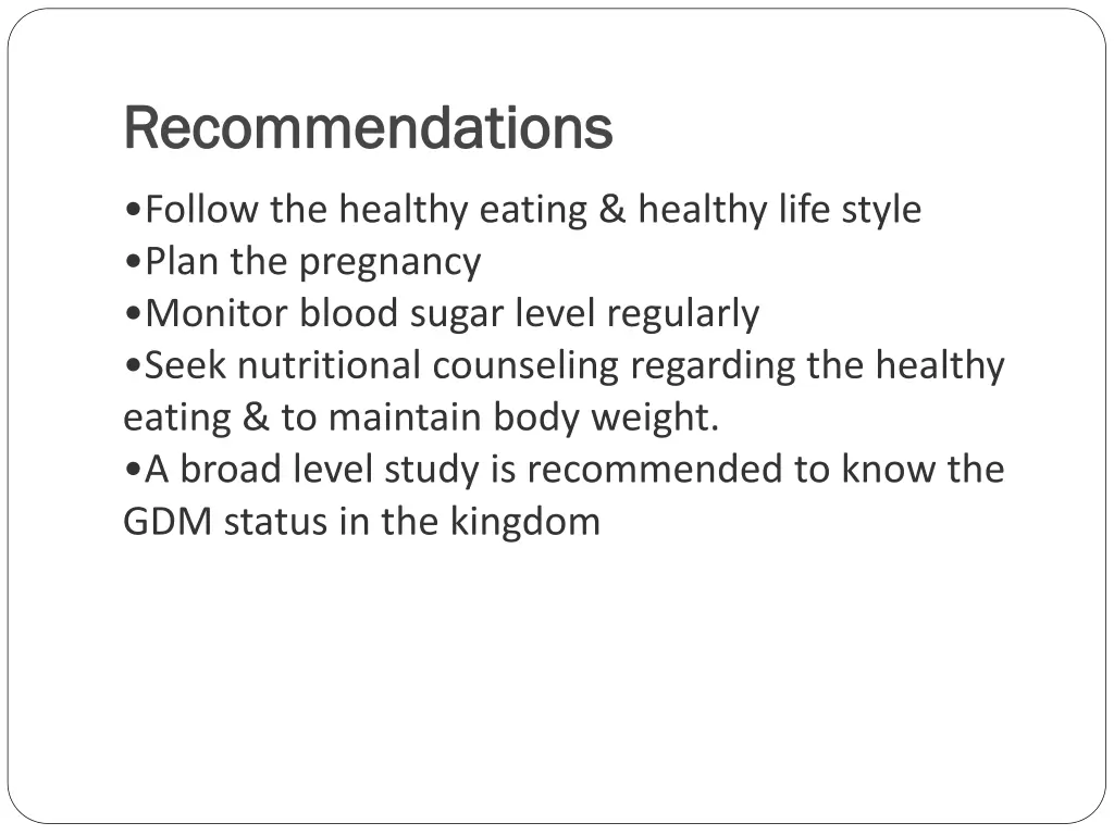 recommendations recommendations