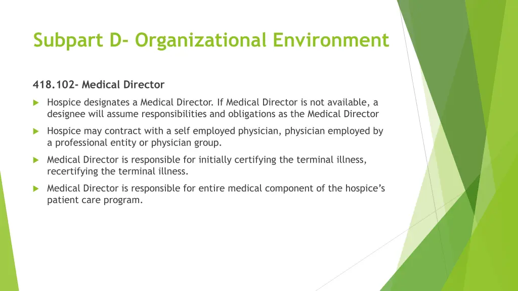 subpart d organizational environment