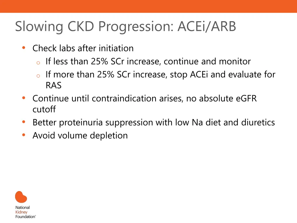 slowing ckd progression acei arb check labs after