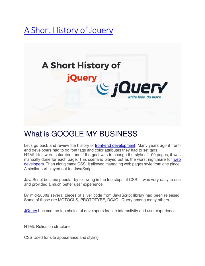 a short history of jquery