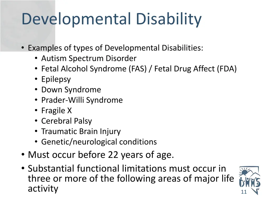 developmental disability