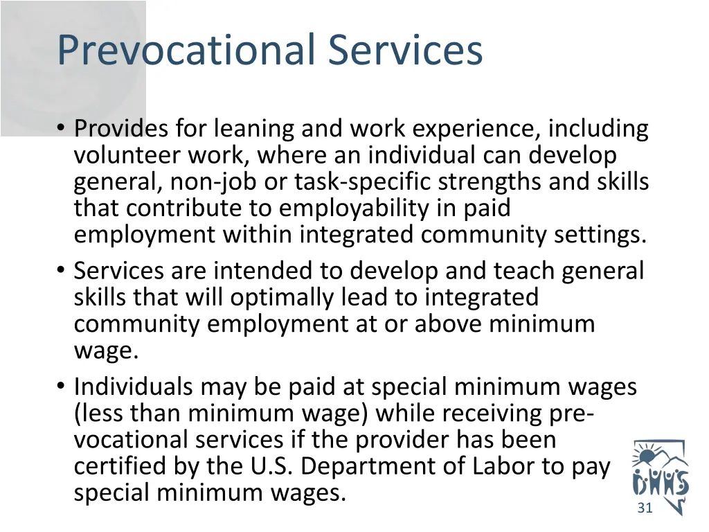 prevocational services
