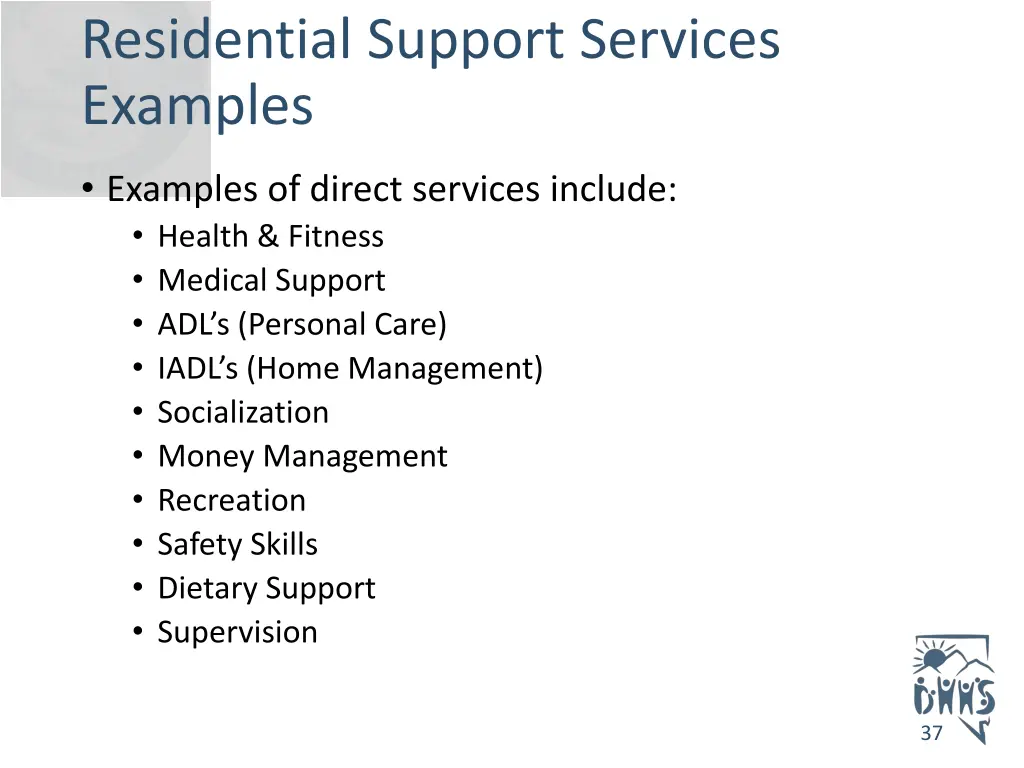 residential support services examples