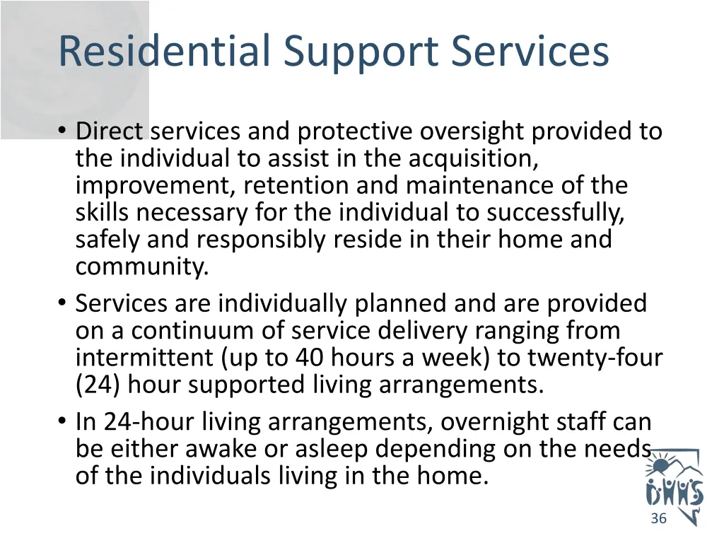 residential support services