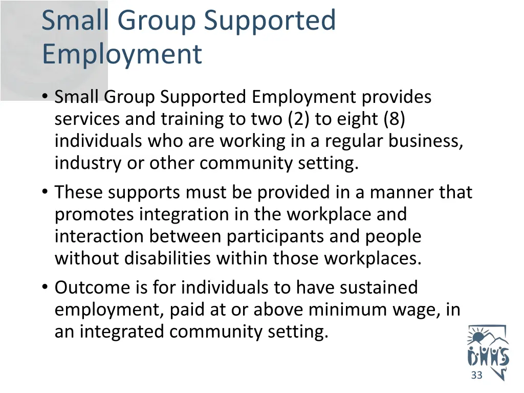 small group supported employment