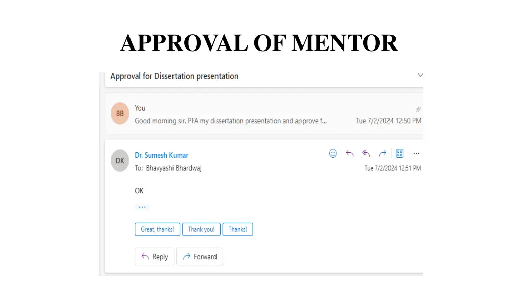 approval of mentor