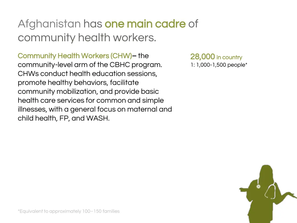 afghanistan has one main cadre community health