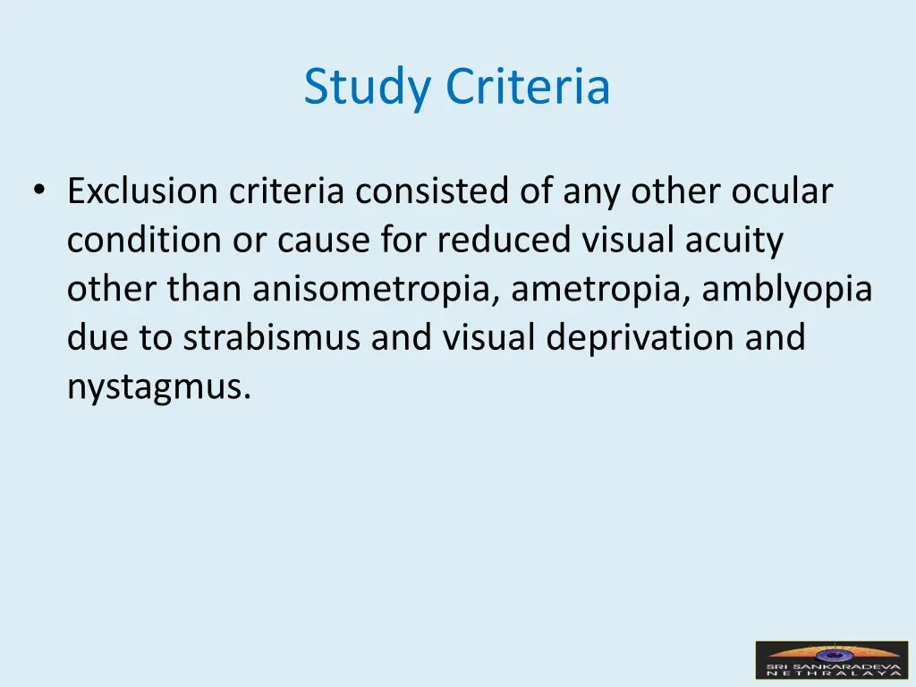 study criteria