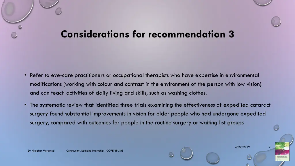 considerations for recommendation 3 3