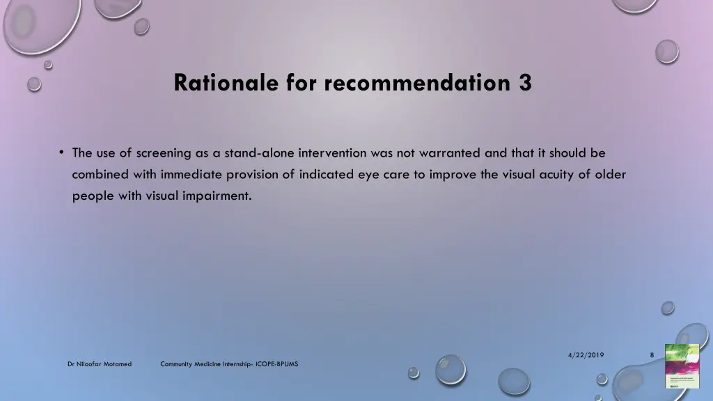 rationale for recommendation 3