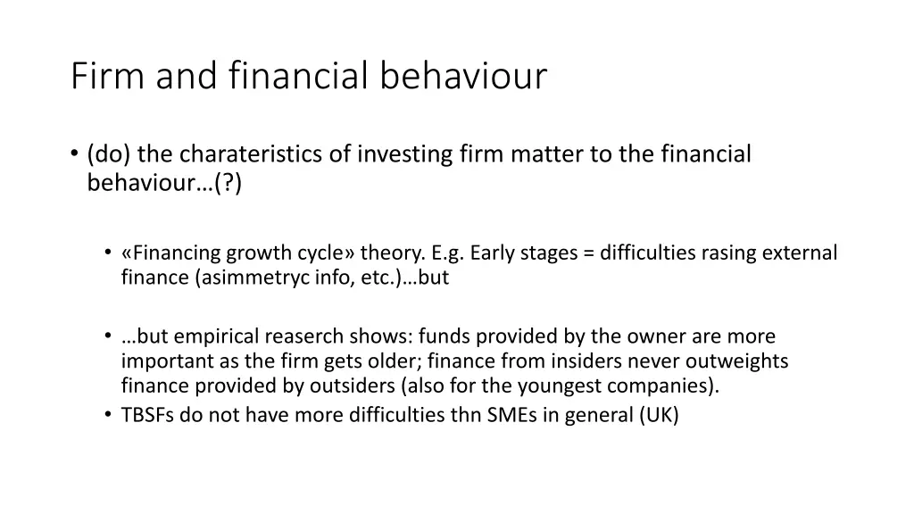 firm and financial behaviour