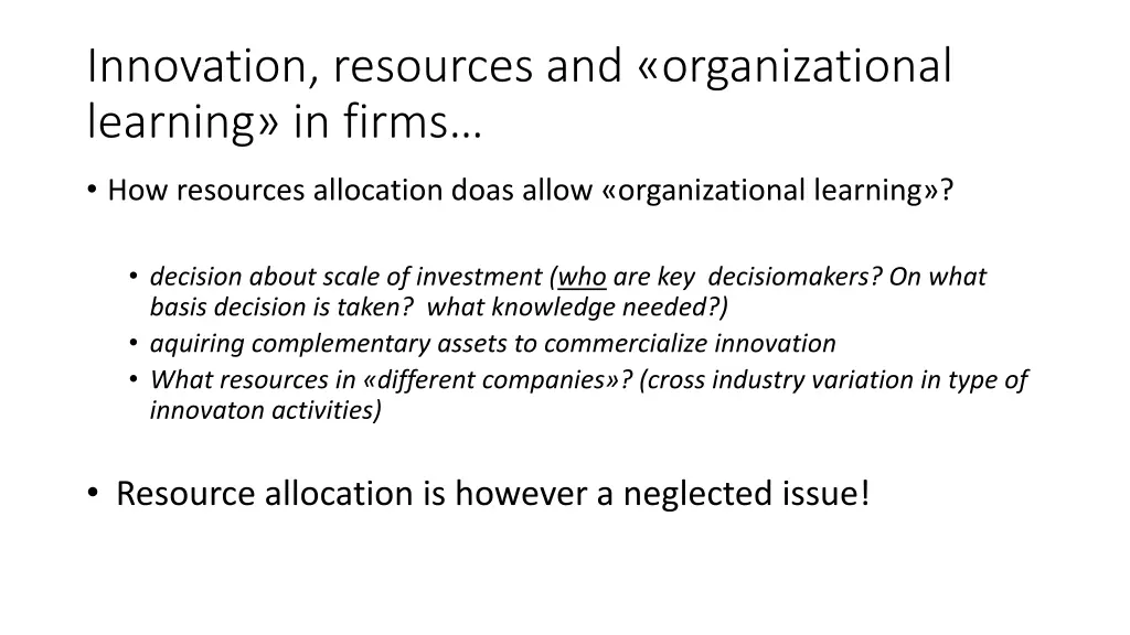 innovation resources and organizational learning