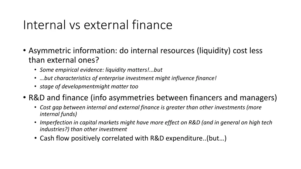 internal vs external finance