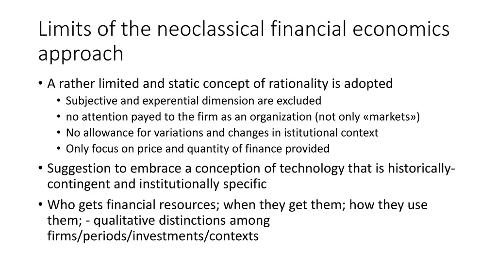 limits of the neoclassical financial economics