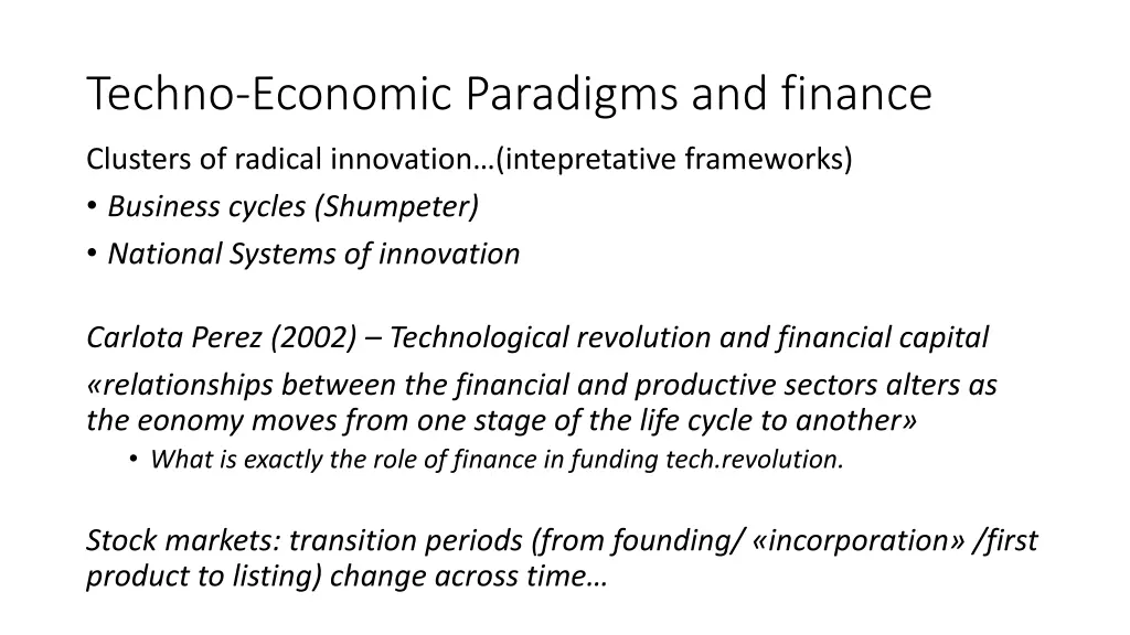 techno economic paradigms and finance