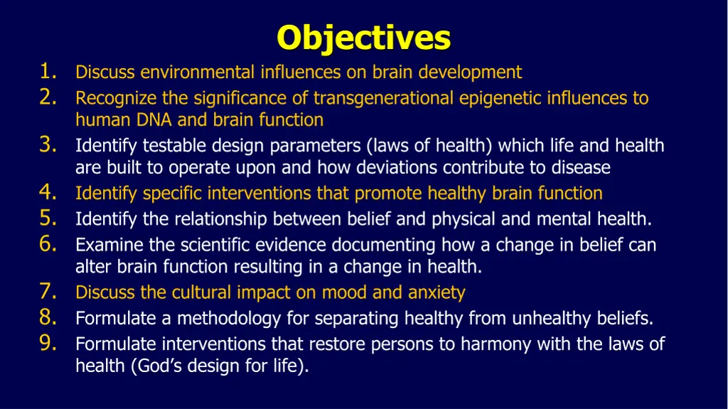 objectives