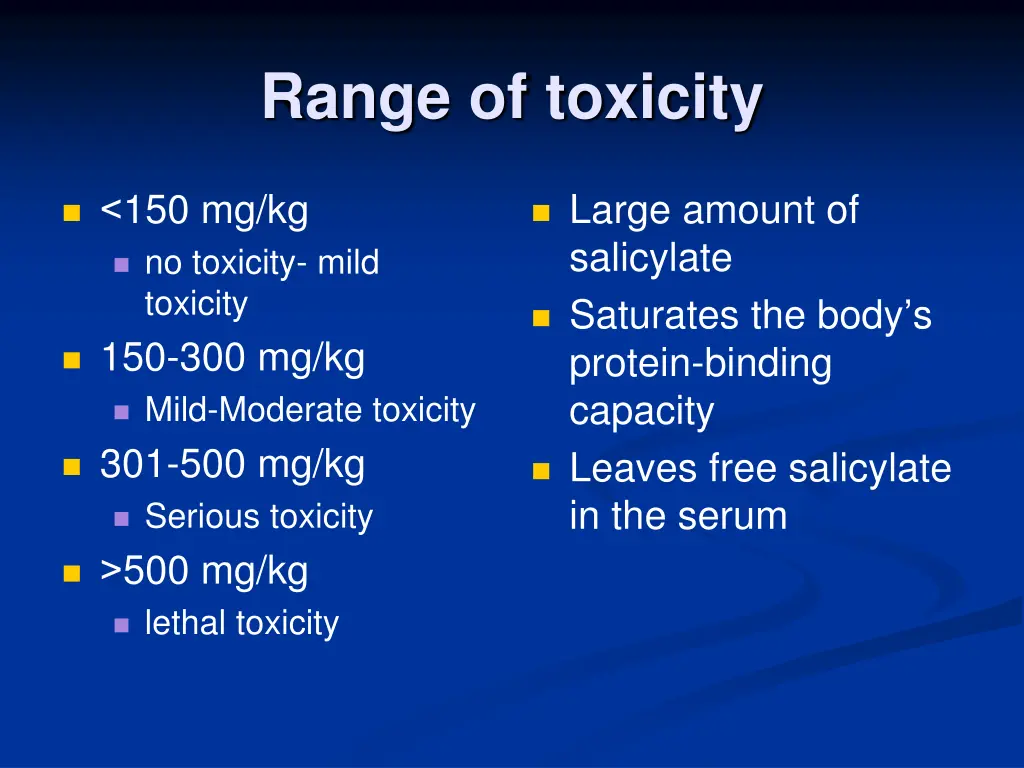 range of toxicity