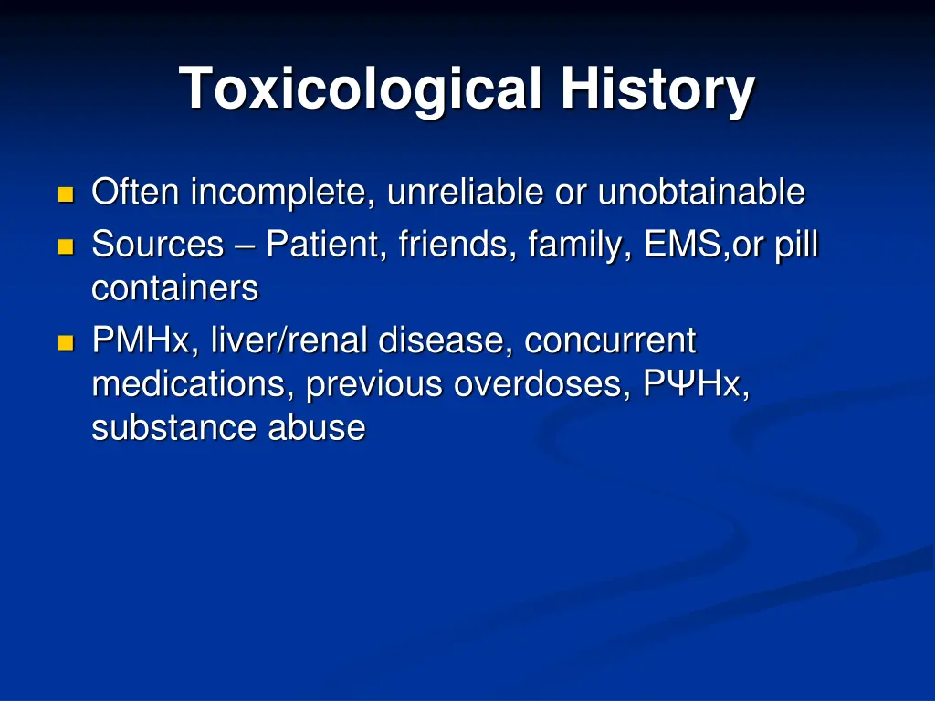 toxicological history