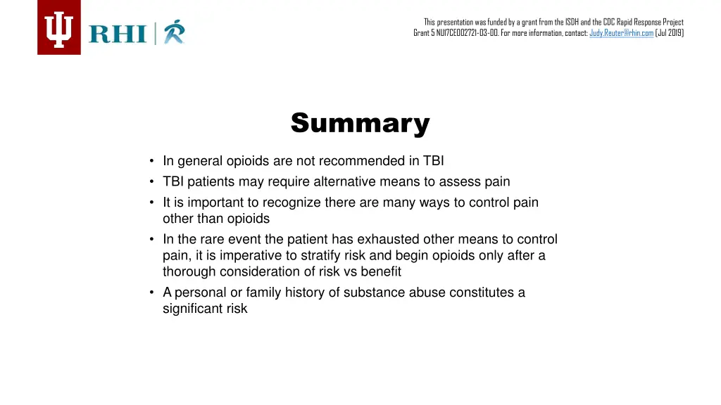 this presentation was funded by a grant from 19