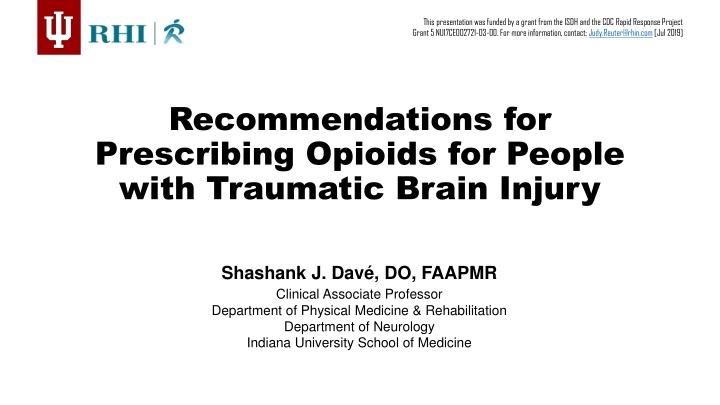 this presentation was funded by a grant from