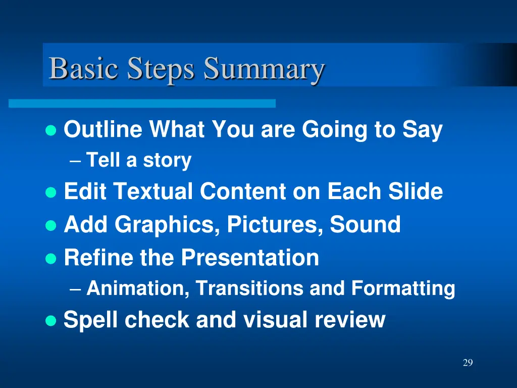 basic steps summary