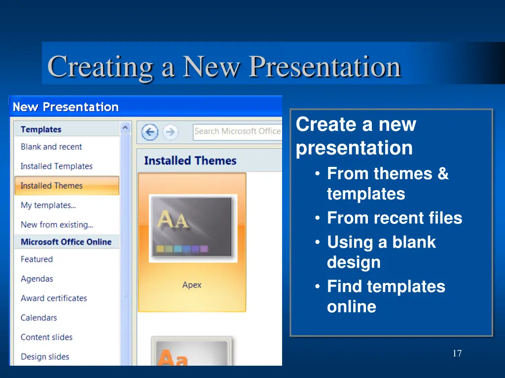 creating a new presentation