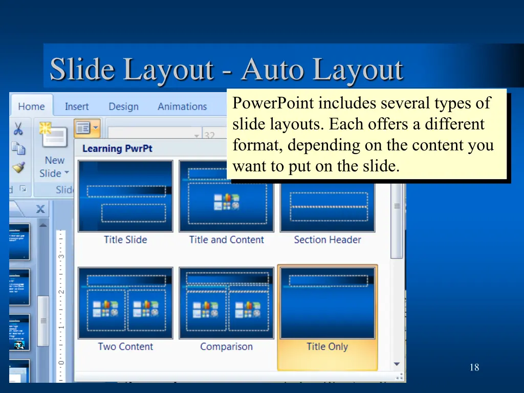 slide layout auto layout